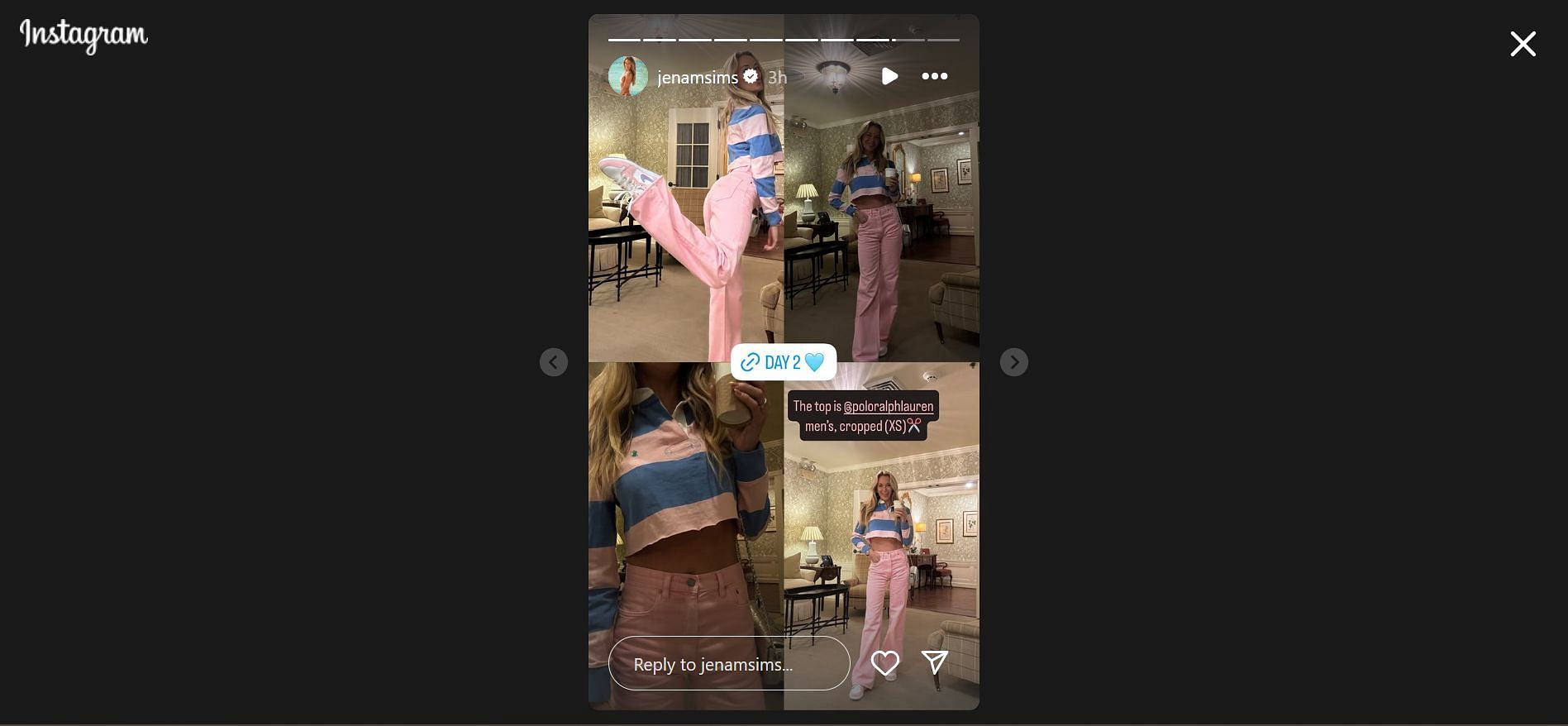 Jena Sims also shared the link for her outfit (Image Credit: IG @jenamsims)